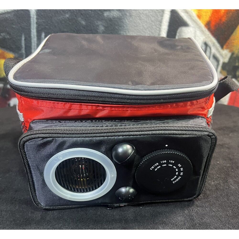 The Original Koozie Red & Black LUNCH BOX COOLER With AM FM RADIO Musicooler‎